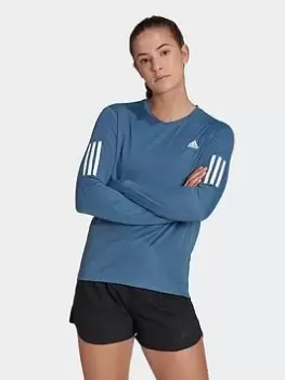 Image of adidas Own The Run Long Sleeve Tee, Grey, Size XS, Women