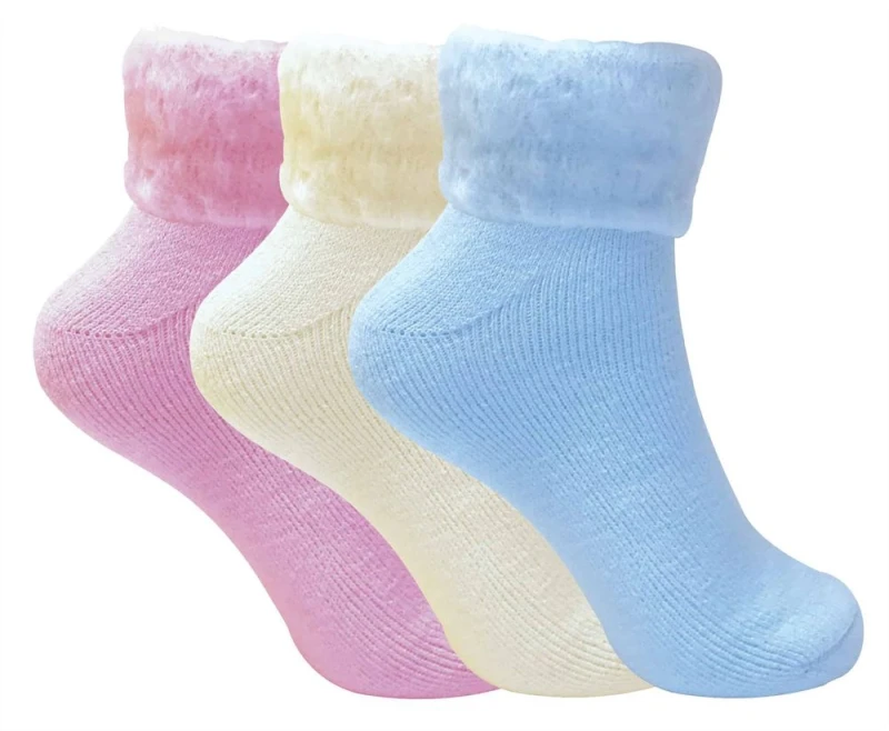 Image of Sock Snob 3 Pairs Warm Soft Thermal Low Cut Ankle Fluffy Winter Bed Socks Multi female