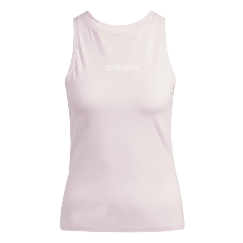 Image of adidas Essentials Linear Slim Cotton Tank Top Womens Clear Pink female M (12-14)