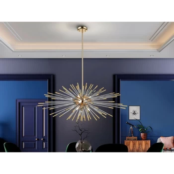 Image of Schuller Evasion - Dimmable Pendant Light Spherical, Shiny Gold -Amber, Remote Control, 9x G9