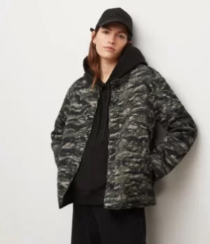 Image of AllSaints Womens Hallie Liner Jacket, Green, Size: 6