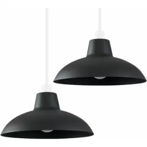 Image of Minisun - 2 x Civic Metro Ceiling Light Shades - Black - No Bulb