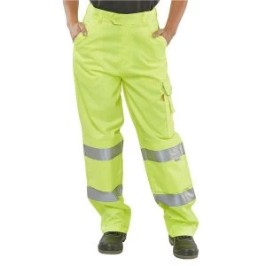 Image of BSeen High Visibility 32" Waist with Regular Leg Safety Trousers Saturn Yellow