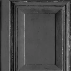 Image of Grandeco Distressed Aged Rustic Wood Panel Textured Black Wallpaper
