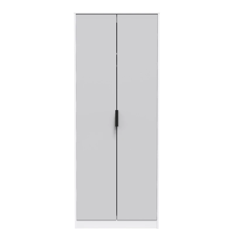 Image of Osaka Tall Plain Wardrobe In Grey & White (Ready Assembled)