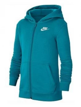 Image of Nike Boys NSW Hoodie Full Zip Club Hoodie - Blue/White Size M 10-12 Years