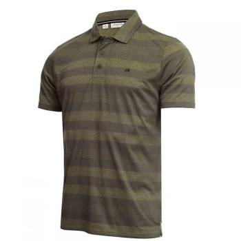 Image of Calvin Klein Golf Stripe Polo Shirt - Army Green Marl
