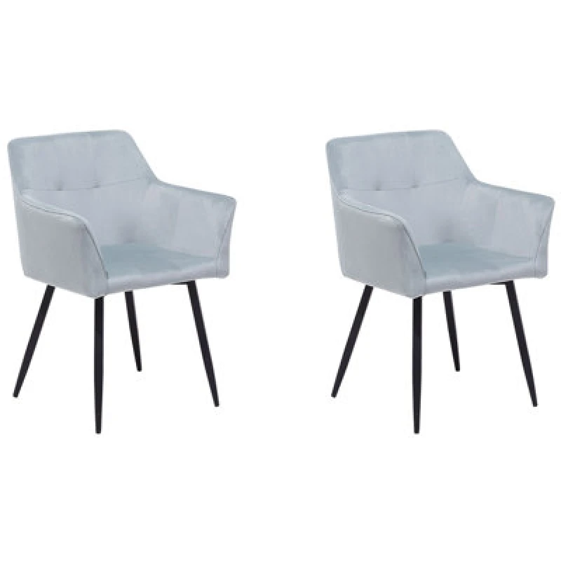 Image of Beliani Set Of 2 Dining Chairs Jasmin Velvet Light Grey