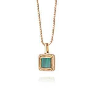Image of Daisy London 18ct Gold Plate Malachite Palm Square Necklace 18ct Gold Plate