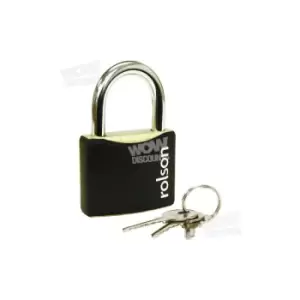 Image of Rolson Steel Padlock, 50mm, Black