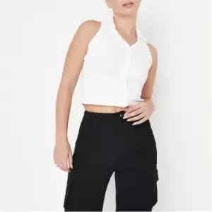 Image of Missguided Halterneck Rib - White