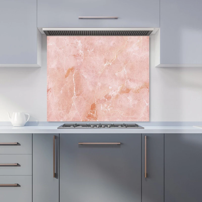 Image of Warren Reed - Designer Sweet Peach Quartz Effect Kitchen Splashback Size: 700mm x 650mm Peach Unisex 700mm x 650mm