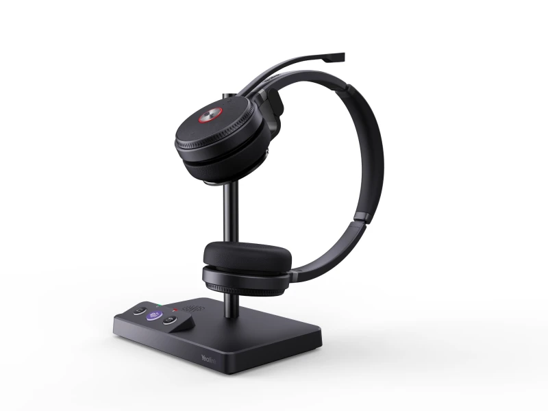 Image of Yealink WH62 Wireless Binaural On-ear Headset with Charging Stand DECT YEA30637