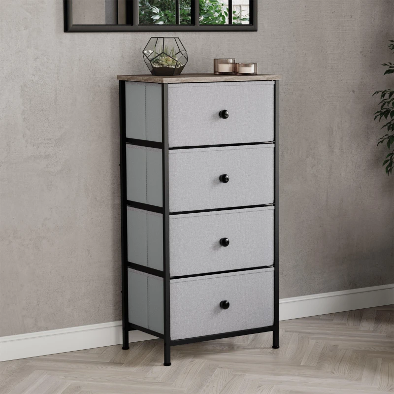 Image of Lassic Chorley 4 Drawer Fabric Storage Chest UKFR Beige & Grey Wo unisex 4 Drawer
