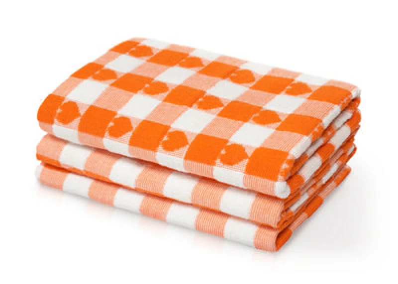 Image of Kitchen Trends Jacquard Hearts Pattern Easy Care Tea Towels, Pack of 3 in Orange Size: 3 Pack Orange Unisex 3 Pack