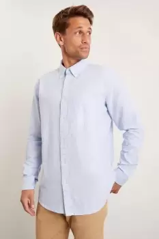 Image of Blue Long Sleeve Plus & Tall Oxford Shirt