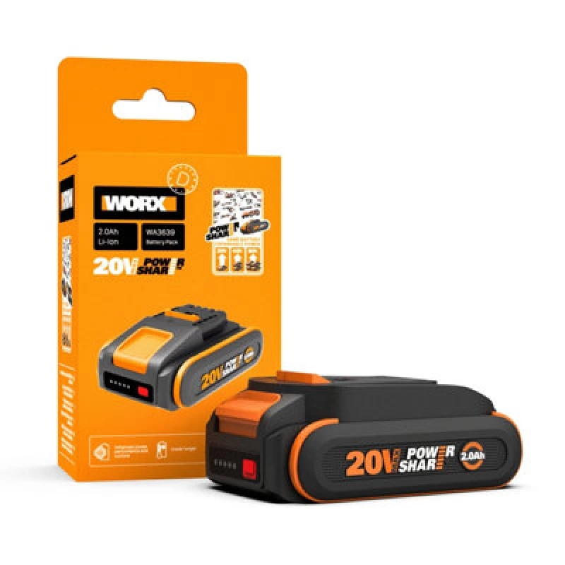 Image of Worx 20V 2.0Ah Battery With Indicator One Colour VT8R6 Unisex