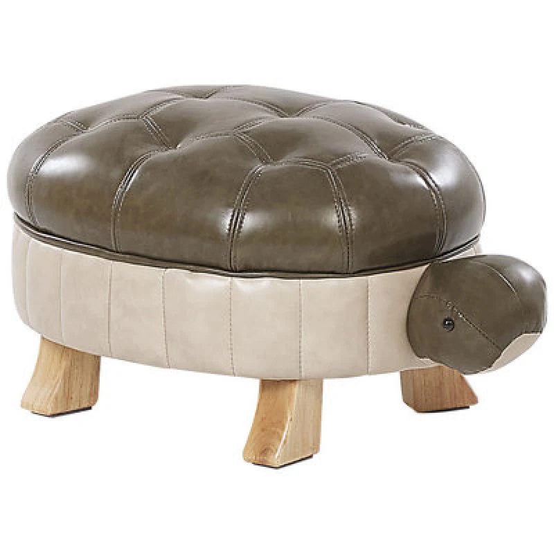 Image of Beliani Faux Leather Animal Stool Green Turtle