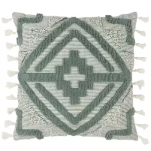 Image of Kalai Tuft Tasselled Cushion Eucalyptus