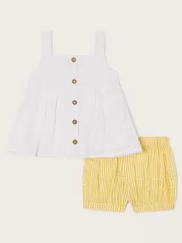 Image of Monsoon Baby Girls Broderie Set - Yellow, Yellow, Size 18-24 Months