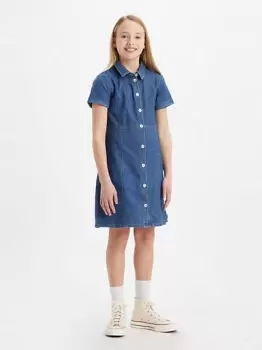 Image of Teenager Button Front Denim Dress - Blue