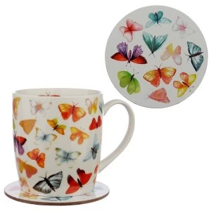 Image of Butterfly Porcelain Mug & Coaster Set