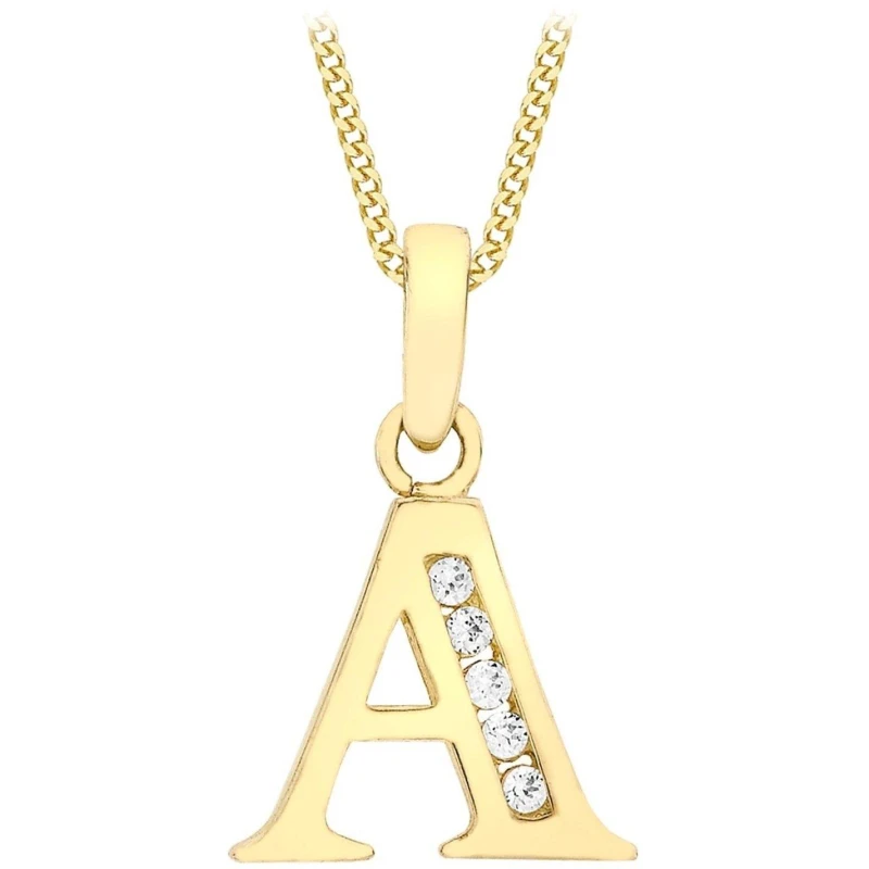 Image of Be You 9ct Gold CZ Initial Necklace Yellow Gold female B