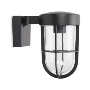 Image of Outdoor / Bathroom Wall Light Fitting Clear Glass Lamp Shade IP44 - Black - 0
