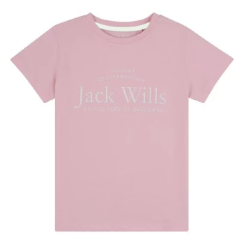 Image of Jack Wills Kids Girls Forstal Script Logo T-Shirt - Pink