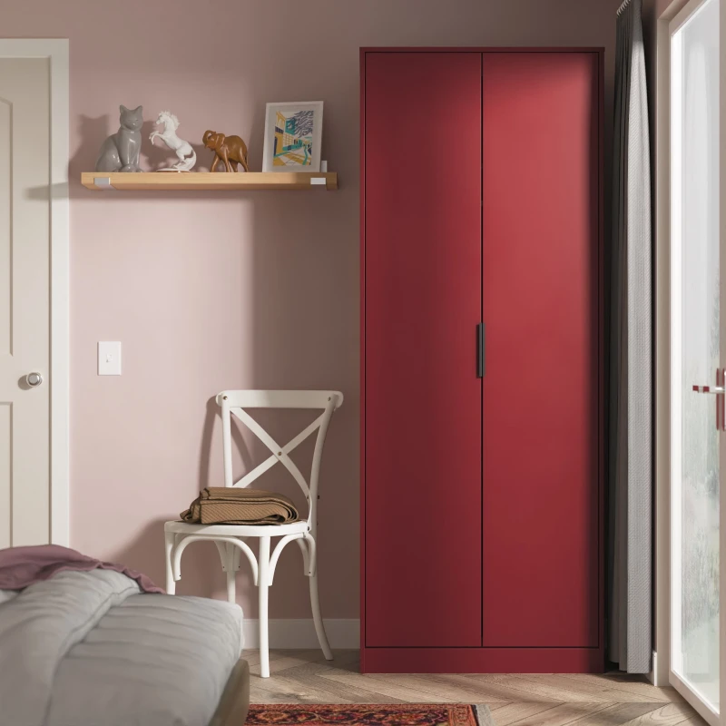 Image of Ready Assembled 2 U Fuji 2 Door Wardrobe (Ready Assembled) in Dark Red Dark Red Unisex
