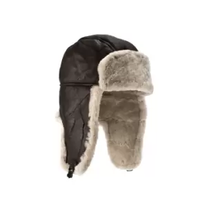 Image of Eastern Counties Leather Mens Heydon Sheepskin Flying Hat (M) (Dark Brown Forest)