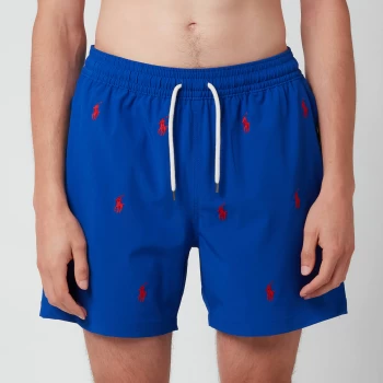 Image of Polo Ralph Lauren Mens All Over Logo Swimming Trunks - Rugby Royal - S