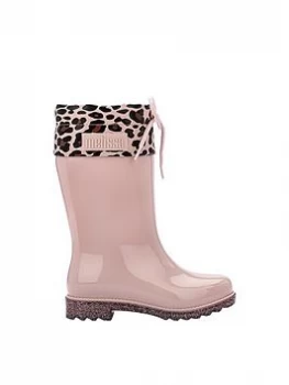 Image of Mini Melissa Mini Rain Boot Print Blush Glitter - Pink, Size 7 Younger