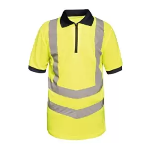 Image of Regatta Mens Hi Vis Pro Reflective Work Polo Shirt (S) (Yellow/Navy)