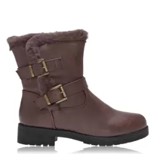 Image of Spot On PU Low Ankle Boot - Brown