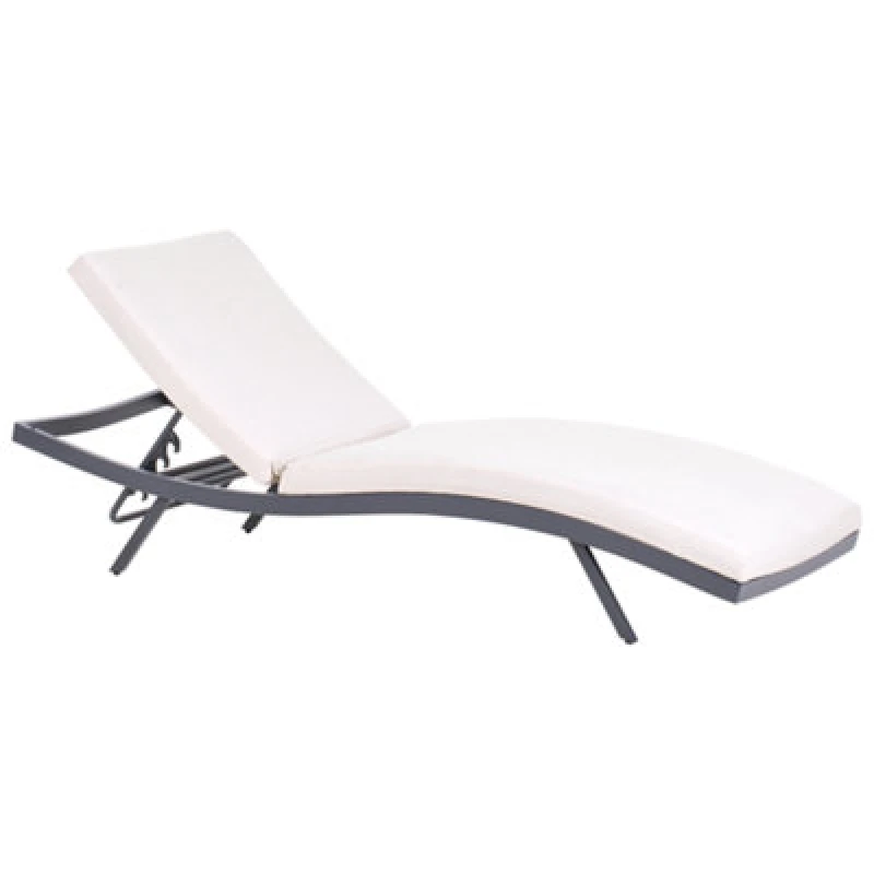 Image of Beliani Sun Lounger With Cushion Amelia Reclining Metal Light Beige