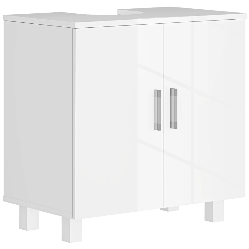 Image of HOMCOM HOMCOM Freestanding Bathroom High Gloss Under Sink Cabinet, White