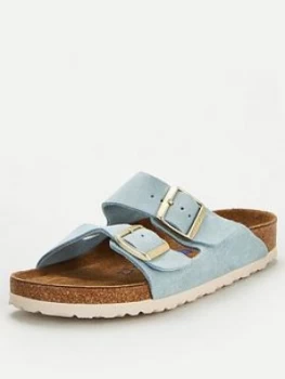 Image of Birkenstock Arizona Suede Two Strap Flat Sandal - Light Blue