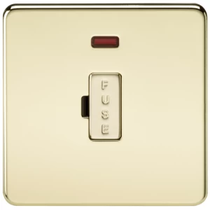 Image of KnightsBridge 13A Screwless Polished Brass Fused Spur Connector Unit with Neon