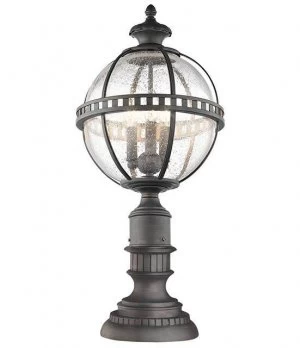 Image of 3 Light Outdoor Pedestal Lantern Grey IP44, E14