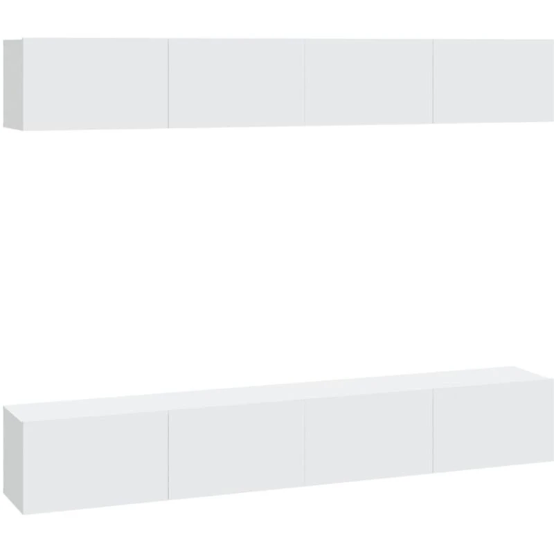 Image of Vidaxl Wall TV Cabinets 4 Pcs White 100X30X30 Cm, White 3114190