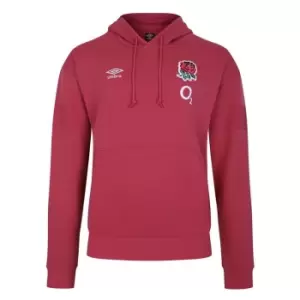 Image of Umbro England Rugby Fleece Hoodie 2023 2024 Adults - Red