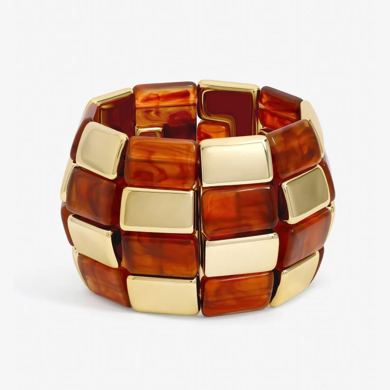 Image of Mood Gold Plated and Resin Statement Stretch Bracelet Bead Bracelets One Size Gold 41488510000