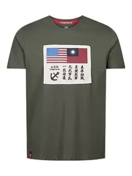 Image of Alpha Industries T-Shirt, Dark Olive Size M Men