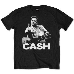 Image of Johnny Cash - Finger Unisex Medium T-Shirt - Black
