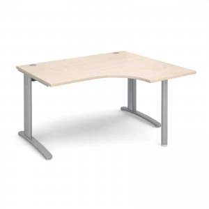 Image of TR10 Right Hand Ergonomic Desk 1400mm - Silver Frame maple Top