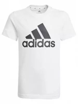 Image of adidas Boys Junior B Bl Tee, White/Black, Size 8-9 Years