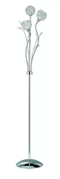 Image of Bellis 3 Light Floor Lamp Flower Design Chrome and Glass, G9