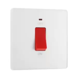Image of BG Evolve Pearl White 45A Square Switch Double Pole With LED Power Indicator - PCDCL74W
