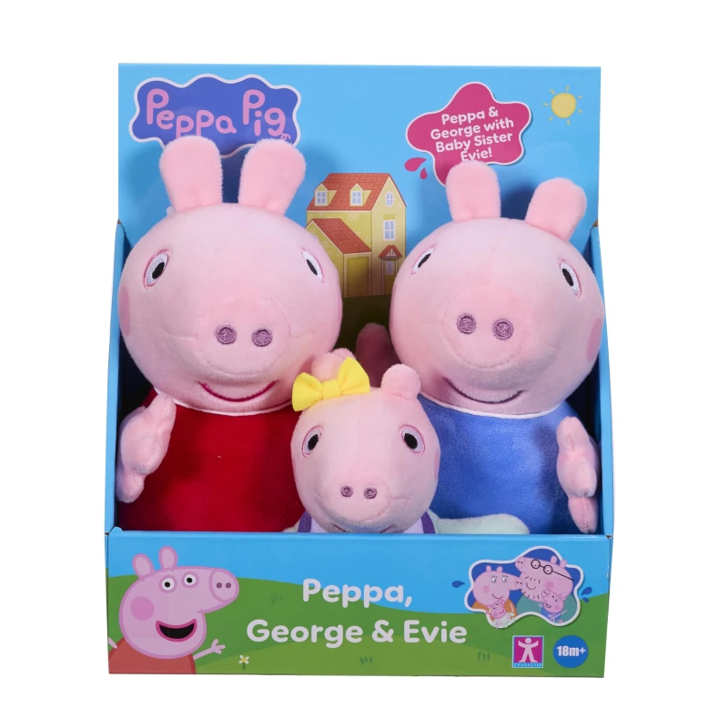 Image of Peppa Pig Peppa George and Evie 3 Pack Preschool Plush Soft Toys